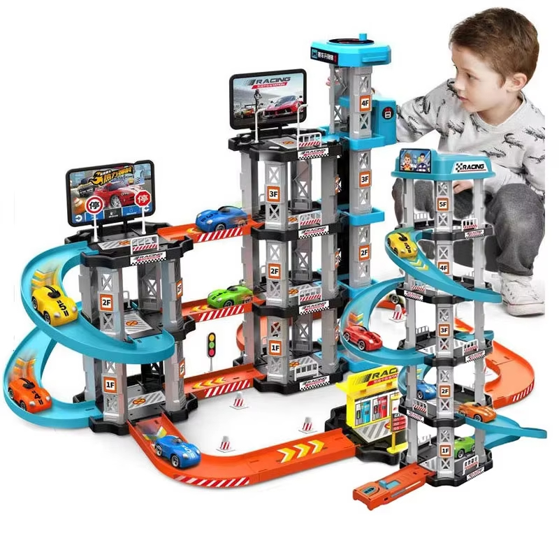 Hot Wheels Car Track Sets - Zabawka tor wyścigowy z rampą, garaż